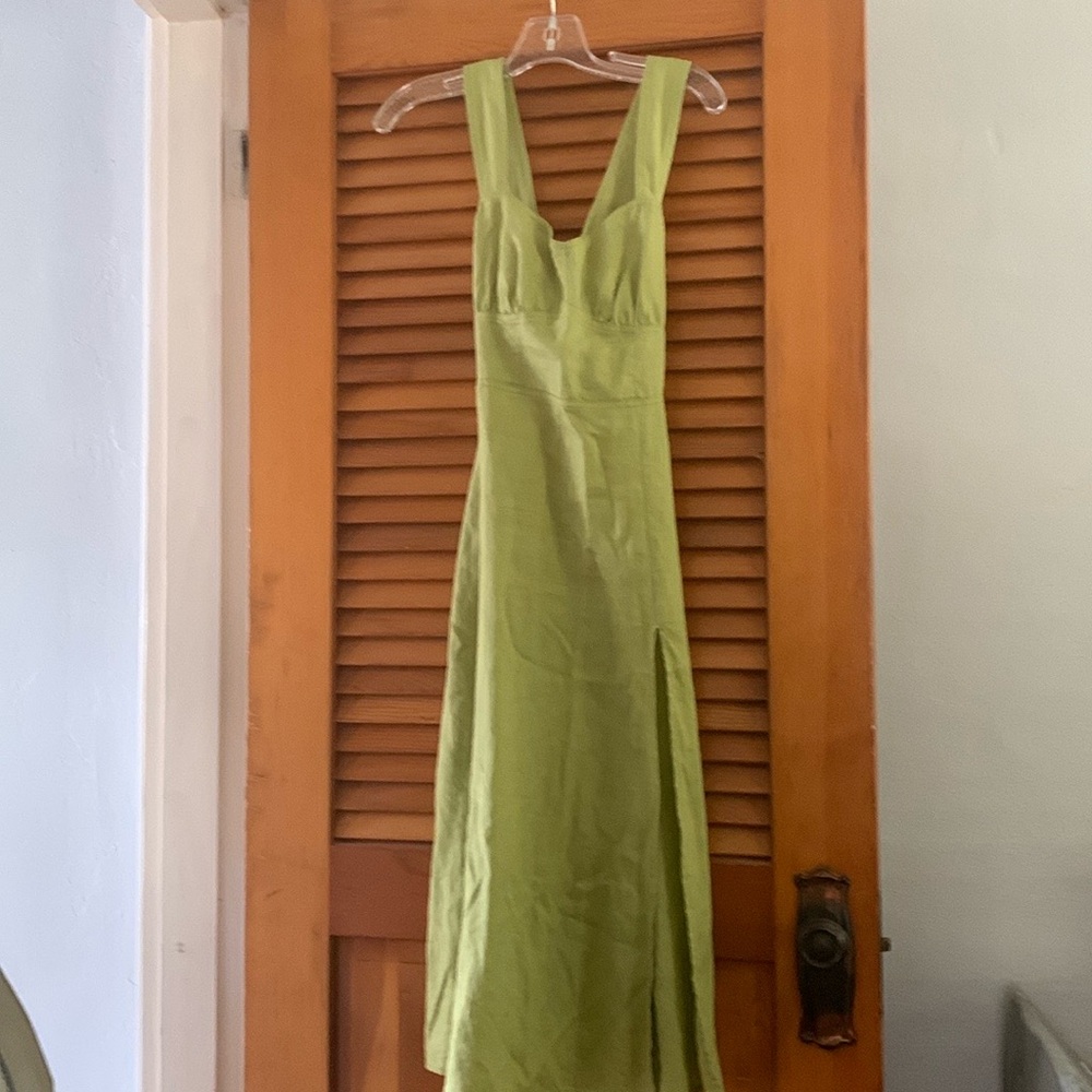 Reformation Spring Green Linen Dress